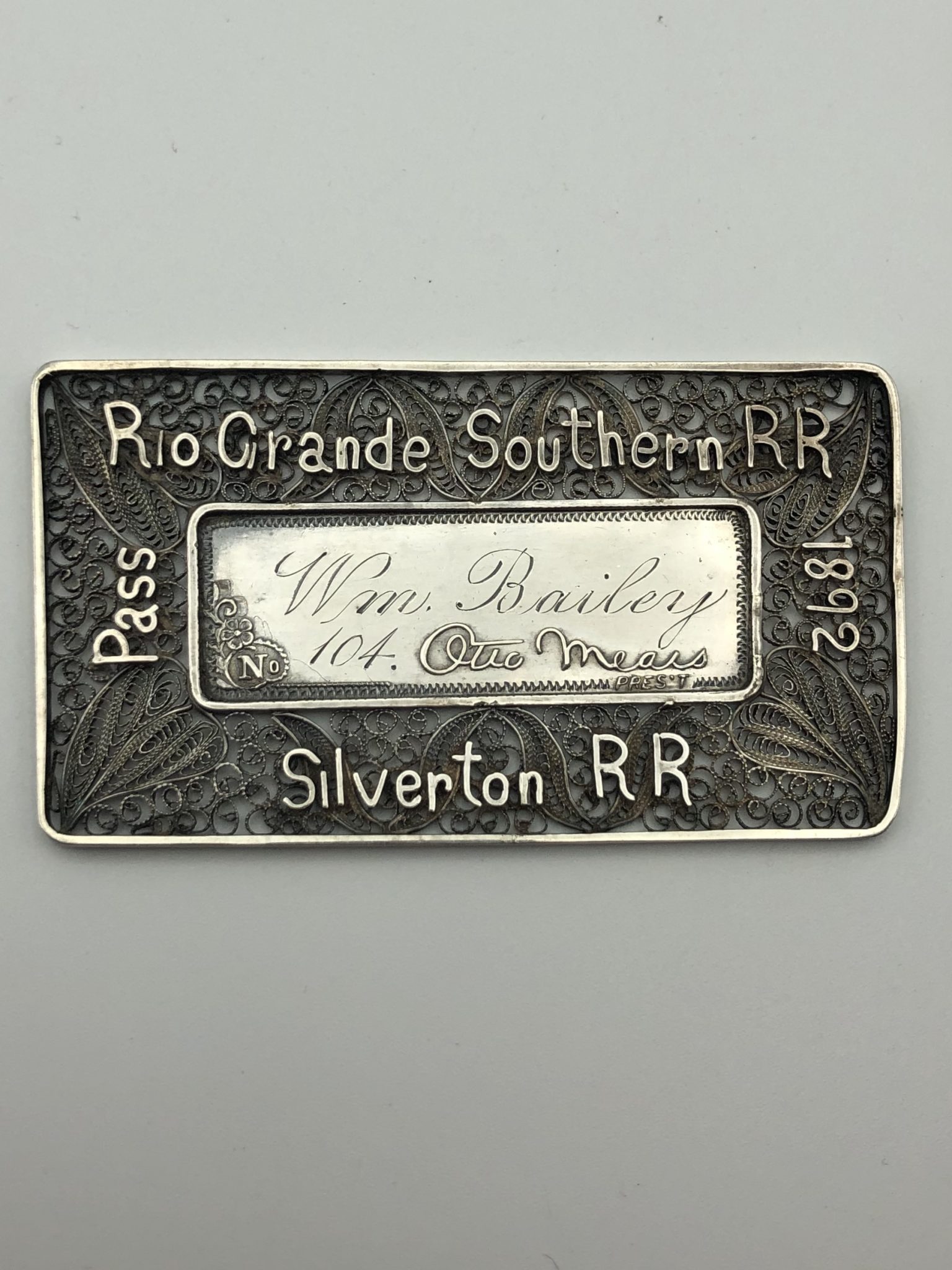 rio grande southern silver pass-otto mears-colorado railroad-rgsrr-railroadiana-railroad antiques for sale