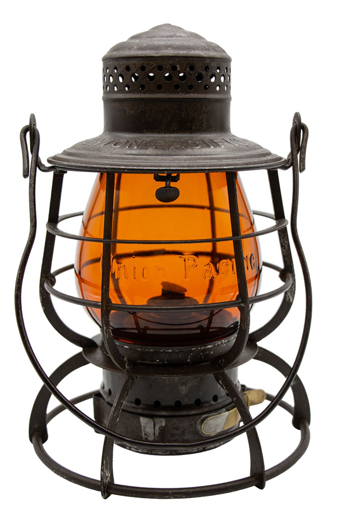 Union Pacific RR Signal Railroad Lantern with amber cast union pacific globe